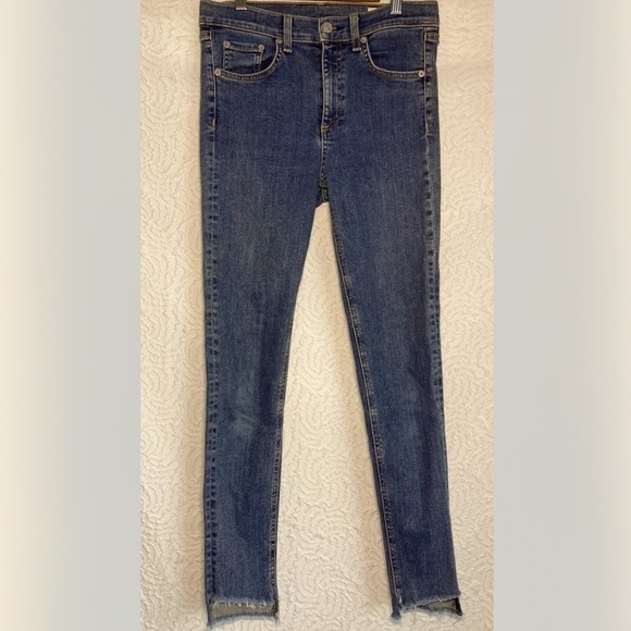 RAG & Bone Frayed Skinny Jeans Women's Size 27 High-rise Blue Wash Denim - Picture 1 of 10